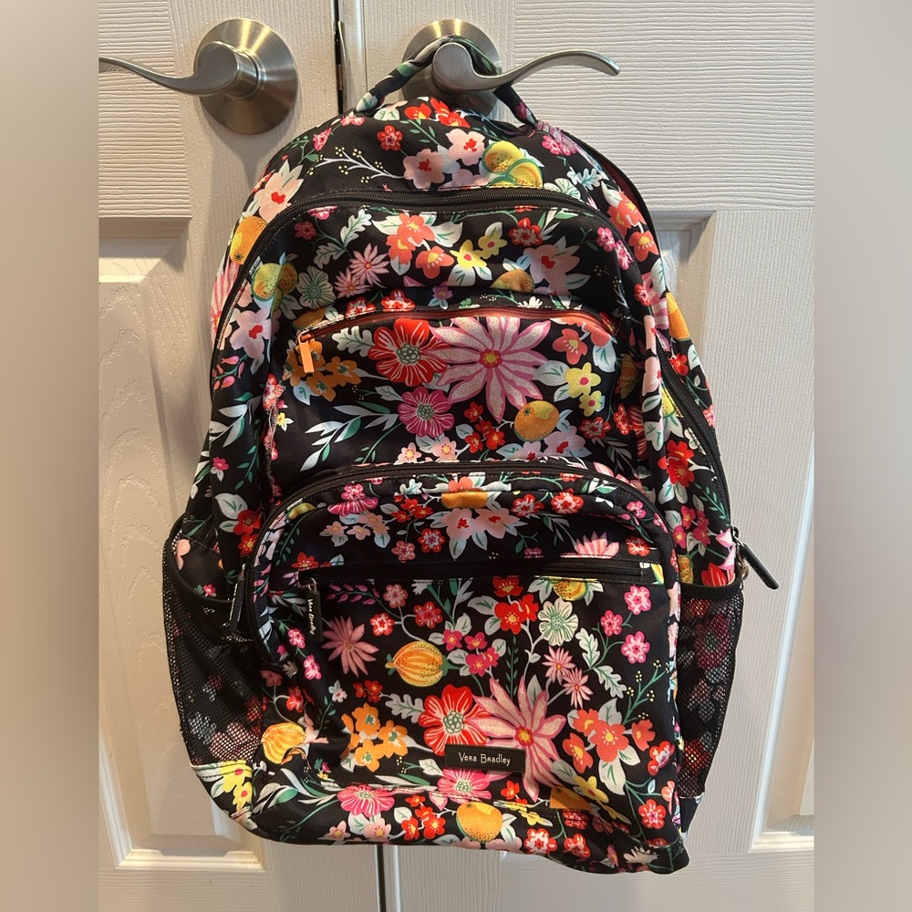Vera Bradley Black Backpack with Vibrant Floral Design